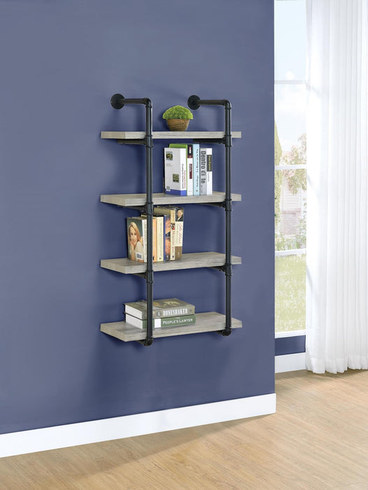 Elmcrest 24-inch Wall Shelf Black and Rustic Oak - Just Furniture (PA) - Multi Location