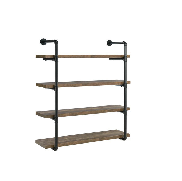 Elmcrest 40-inch Wall Shelf Black and Rustic Oak - Just Furniture (PA) - Multi Location