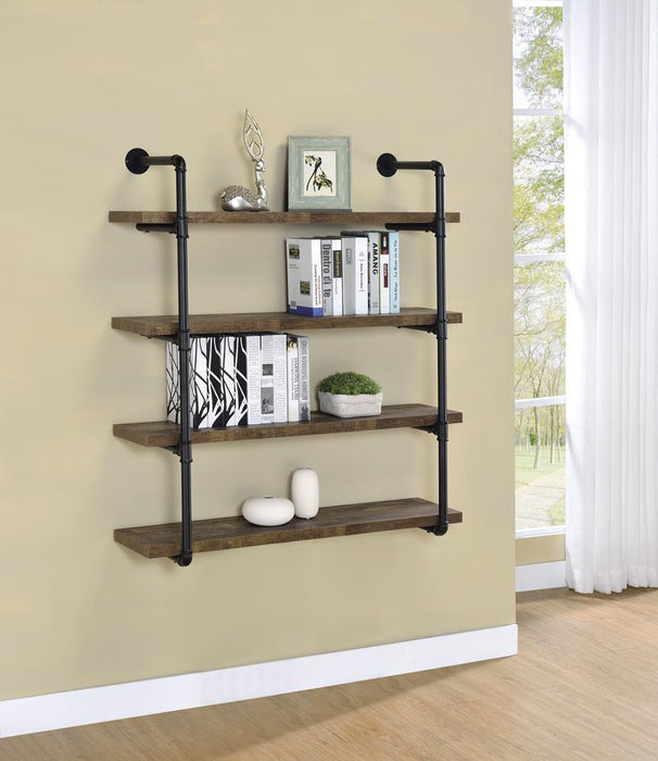 Elmcrest 40-inch Wall Shelf Black and Rustic Oak - Just Furniture (PA) - Multi Location