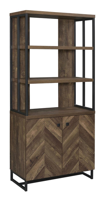 Millbrook 2-door Bookcase Rustic Oak Herringbone and Gunmetal - Just Furniture (PA) - Multi Location