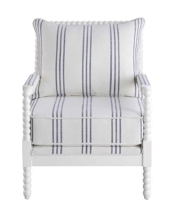 Blanchett Upholstered Accent Chair with Spindle Accent White and Navy - Just Furniture (PA) - Multi Location