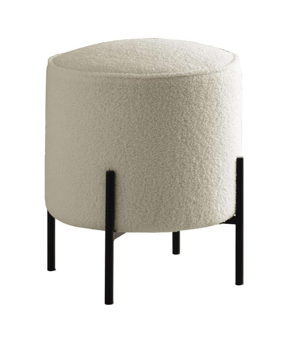 Basye Round Upholstered Ottoman Beige and Matte Black - Just Furniture (PA) - Multi Location