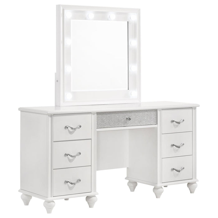Barzini 7-drawer Vanity Desk with Lighted Mirror White - Just Furniture (PA) - Multi Location