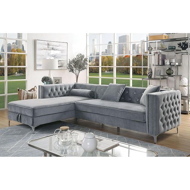 Amie Glam Gray & Black Sectional w/Storage - Just Furniture (PA) - Multi Location