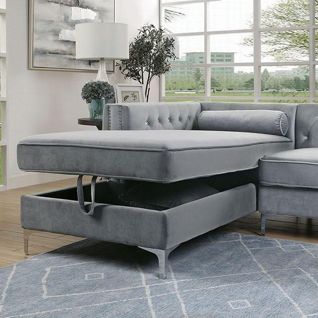 Amie Glam Gray & Black Sectional w/Storage - Just Furniture (PA) - Multi Location