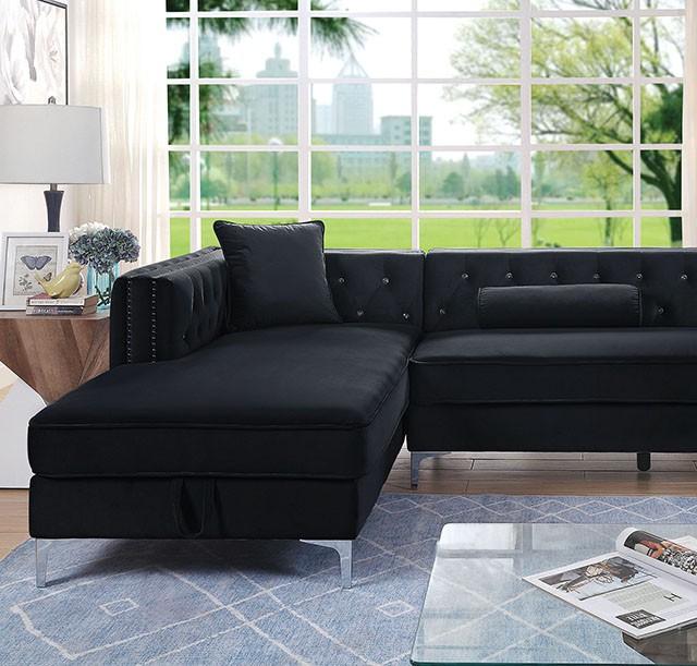 Amie Glam Gray & Black Sectional w/Storage - Just Furniture (PA) - Multi Location
