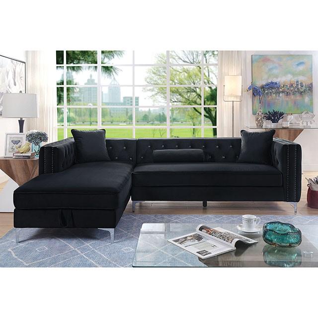 Amie Glam Gray & Black Sectional w/Storage - Just Furniture (PA) - Multi Location