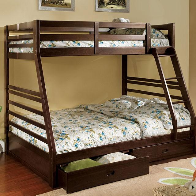 California II Cherry Twin/Full Bunk Bed w/ 2 Drawers Cherry, Walnut, Grey, &Oak - Just Furniture (PA) - Multi Location