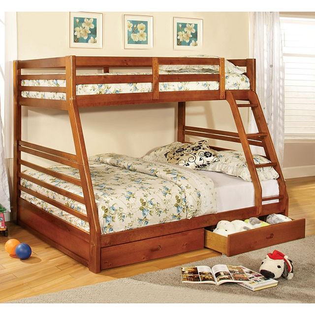 California II Cherry Twin/Full Bunk Bed w/ 2 Drawers Cherry, Walnut, Grey, &Oak - Just Furniture (PA) - Multi Location