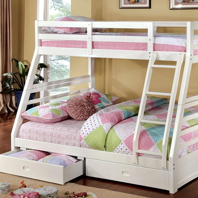 California II Cherry Twin/Full Bunk Bed w/ 2 Drawers Cherry, Walnut, Grey, &Oak - Just Furniture (PA) - Multi Location