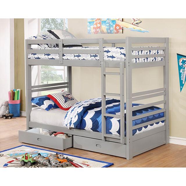 California Iv Black, Walnut, Gray, & White Twin/Twin Bunk Bed - Just Furniture (PA) - Multi Location