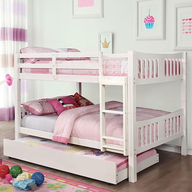Cameron Dark Walnut, White & Gray Full/Full Bunk Bed - Just Furniture (PA) - Multi Location
