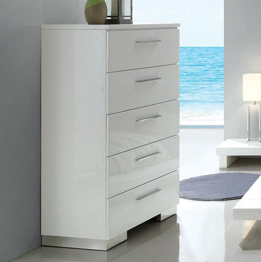 Christie Glossy White Chest - Just Furniture (PA) - Multi Location