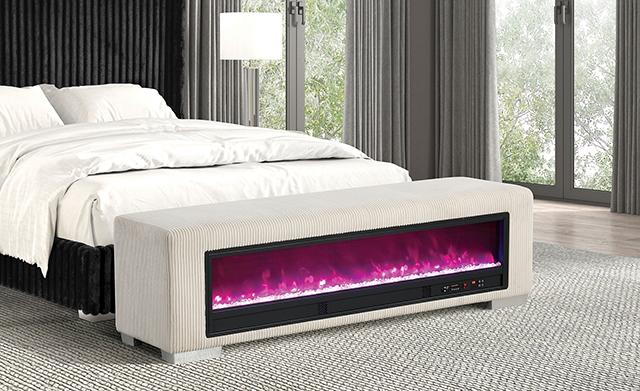 Elnath Bench w/ Visual Crystal Fireplace - Just Furniture (PA) - Multi Location