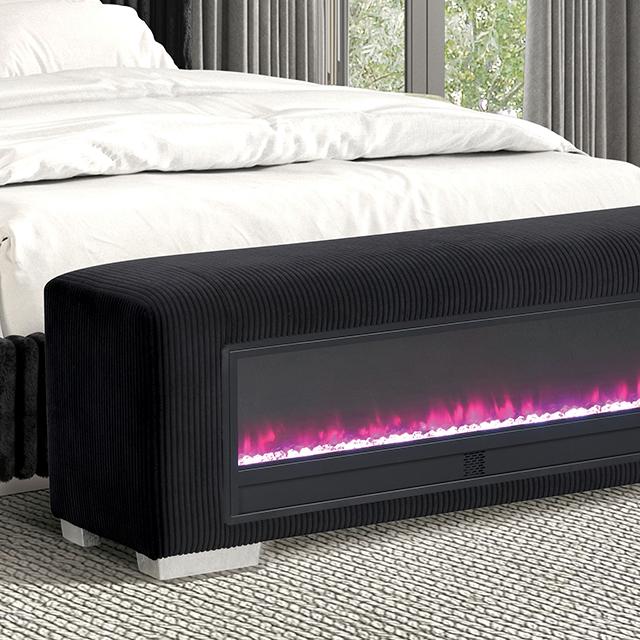 Elnath Bench w/ Visual Crystal Fireplace - Just Furniture (PA) - Multi Location