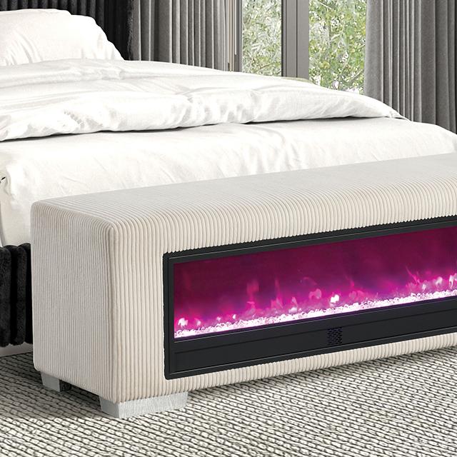 Elnath Bench w/ Visual Crystal Fireplace - Just Furniture (PA) - Multi Location
