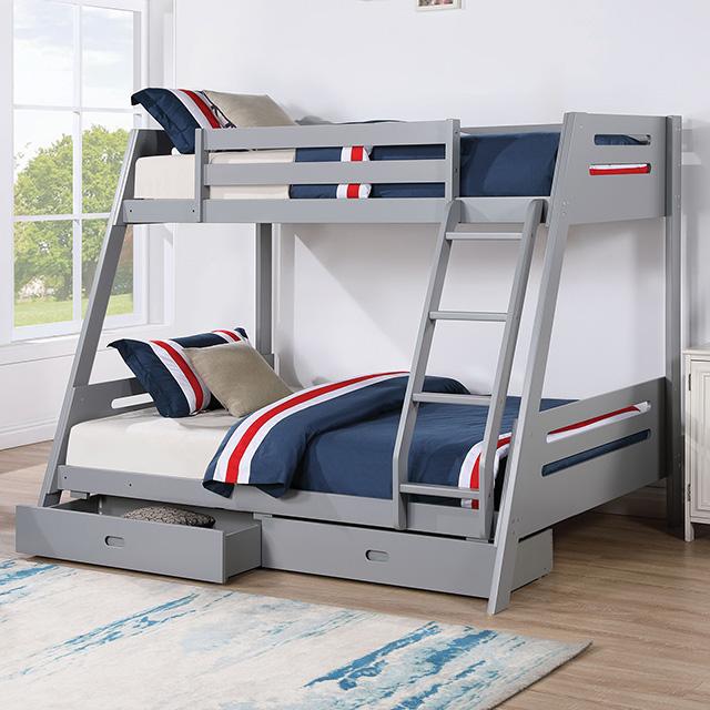 Emilee Twin/Full Bunk Bed White, Grey, Espresso, & Black - Just Furniture (PA) - Multi Location