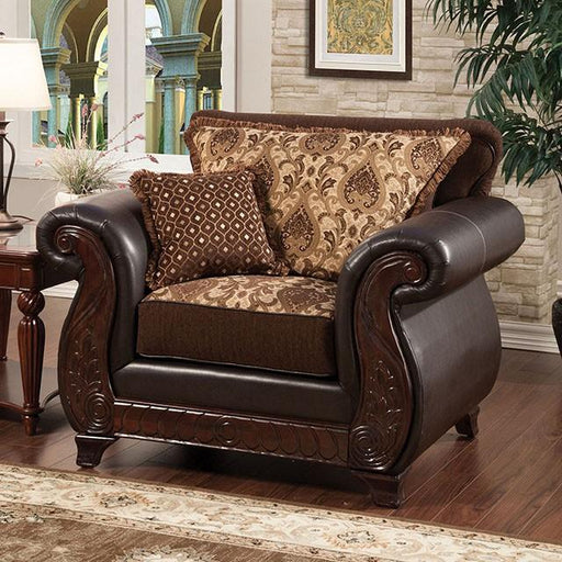 Franklin Dark Brown/Tan Chair With Pu In Brown - Just Furniture (PA) - Multi Location