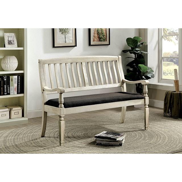 Georgia Antique White/Gray Love Seat Bench - Just Furniture (PA) - Multi Location