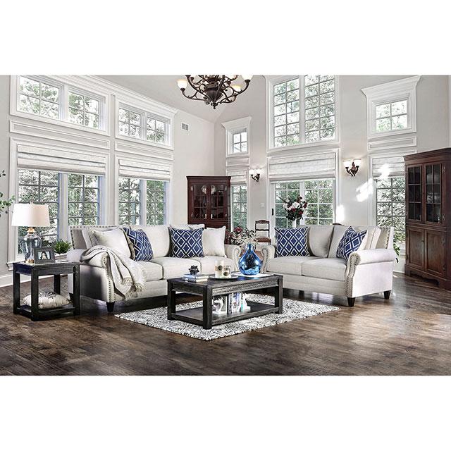 Giovanni Beige/Blue Love Seat - Just Furniture (PA) - Multi Location