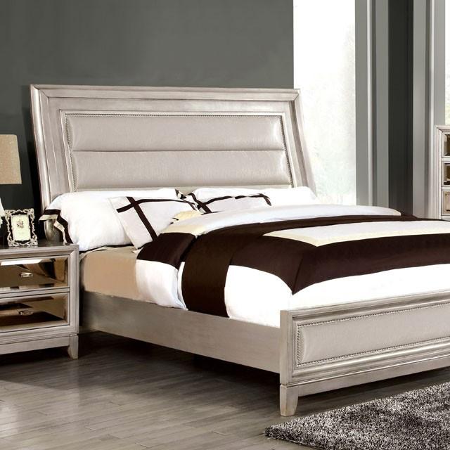 Golva E.King & Queen Bed White & Silver - Just Furniture (PA) - Multi Location
