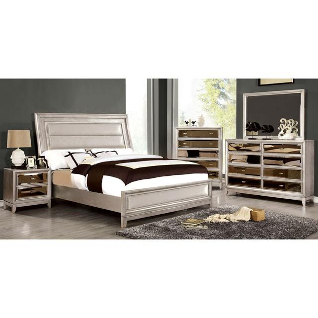Golva E.King & Queen Bed White & Silver - Just Furniture (PA) - Multi Location
