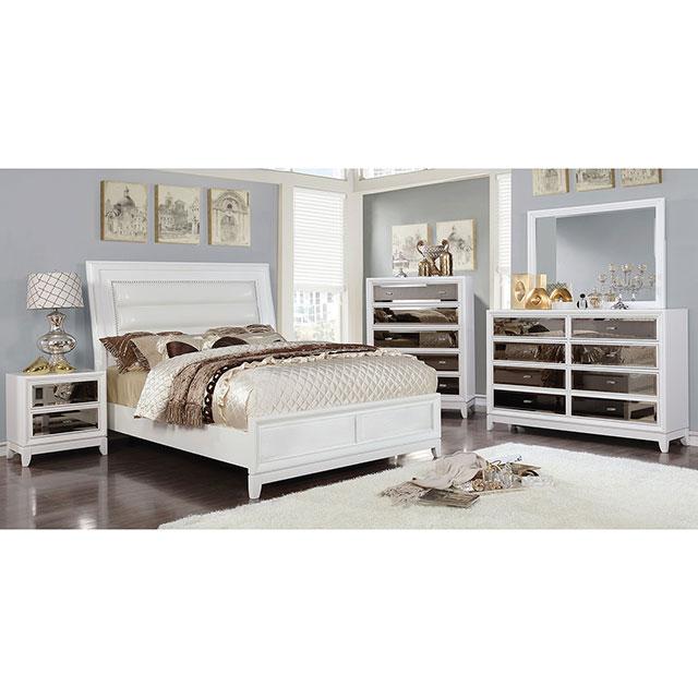 Golva E.King & Queen Bed White & Silver - Just Furniture (PA) - Multi Location