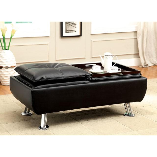 HAUSER II Black/Chrome Ottoman, Black - Just Furniture (PA) - Multi Location