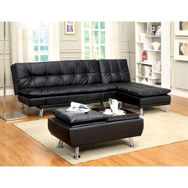 HAUSER II Black/Chrome Ottoman, Black - Just Furniture (PA) - Multi Location