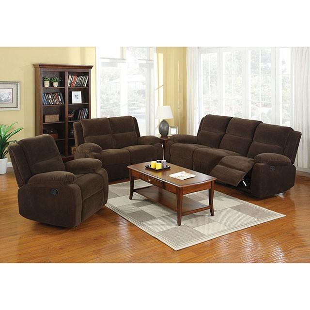 Haven Dark Brown Love Seat w/ 2 Recliners - Just Furniture (PA) - Multi Location