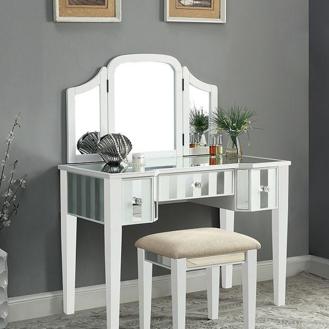 Cyndi White Vanity w/ Stool - Just Furniture (PA) - Multi Location