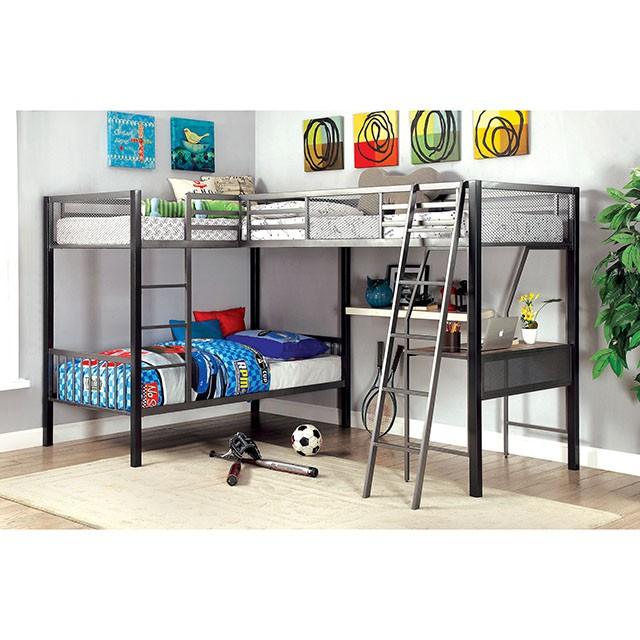 BALLARAT Silver Triple Twin Bunk Bed w/ Desk - Just Furniture (PA) - Multi Location