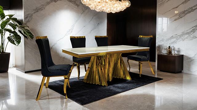 Basilicata 7 Pc Dining Set Gold & Silver - Just Furniture (PA) - Multi Location