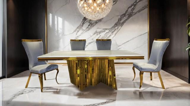 Basilicata 7 Pc Dining Set Gold & Silver - Just Furniture (PA) - Multi Location