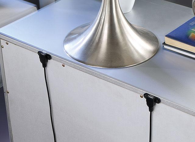 BELLADONNA Night Stand w/ LED & USB, Silver - Just Furniture (PA) - Multi Location