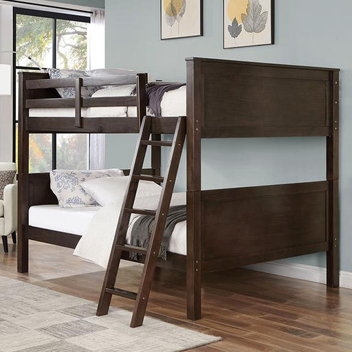 STAMOS Full/Full, Twin/Full, & Twin/twin Bunk Bed, Walnut - Just Furniture (PA) - Multi Location