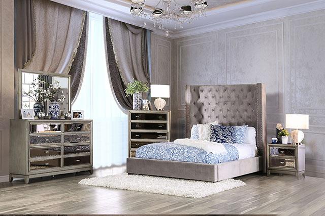 ROSABELLE E.King & Queen Bed, Black, Gray, & Ivory, - Just Furniture (PA) - Multi Location
