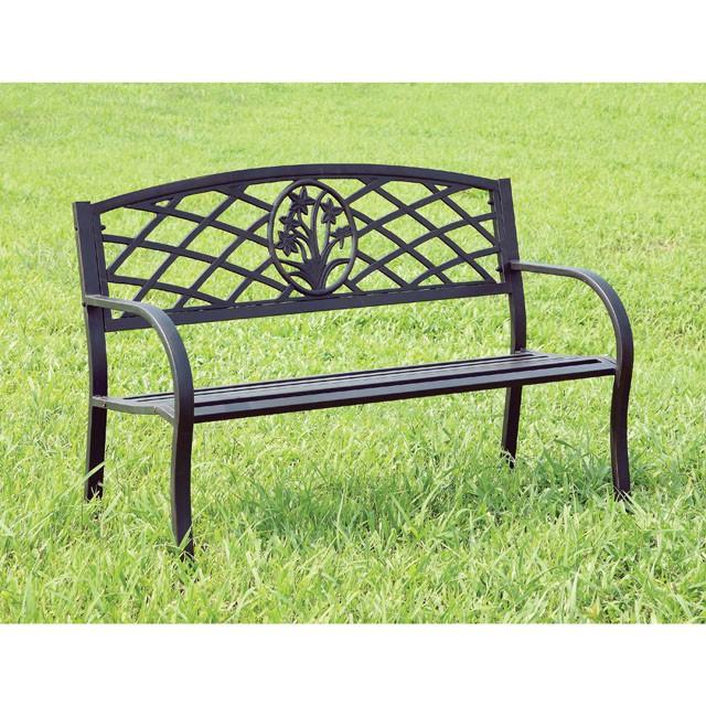 MINOT Black Patio Steel Bench - Just Furniture (PA) - Multi Location