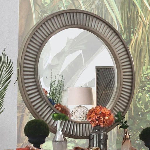 Kamalah Antique Gray Round Mirror - Just Furniture (PA) - Multi Location