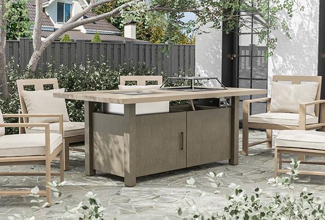 Bordeaux Dining Table w/ Fire Pit & Cooler - Just Furniture (PA) - Multi Location