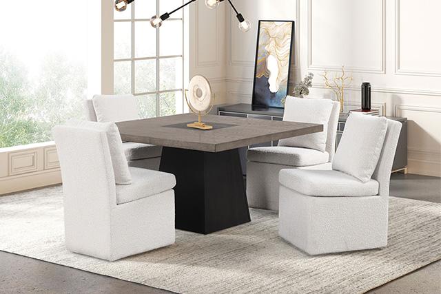 Broager 5 Pc Dining Table Set (White Caster Chairs) Walnut - Just Furniture (PA) - Multi Location