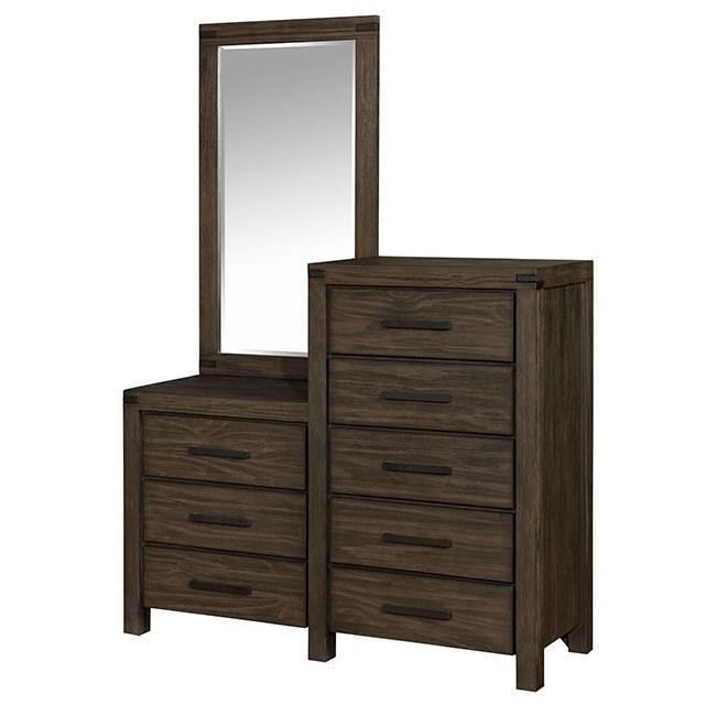 Rexburg Wire-Brushed Rustic Brown 8-Drawer Dresser Mirror - Just Furniture (PA) - Multi Location