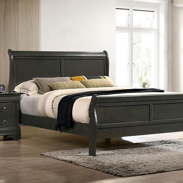 Louis Philippe Cal.King Bed Black & Grey - Just Furniture (PA) - Multi Location