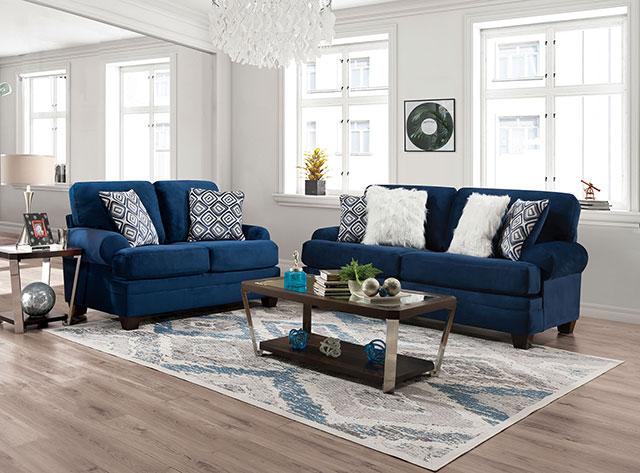 WALDSTONE Loveseat, Navy - Just Furniture (PA) - Multi Location