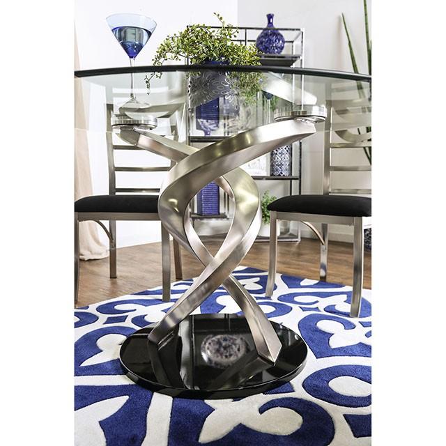 ROXO Silver/Black Round Dining Table - Just Furniture (PA) - Multi Location