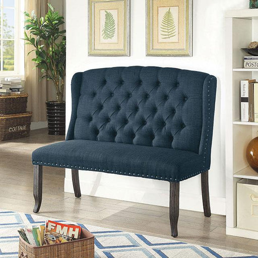 Sania III Blue 2-Seater Love Seat Bench, Blue - Just Furniture (PA) - Multi Location