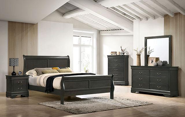 Louis Philippe E.King Bed Black, Cherry, & Gray - Just Furniture (PA) - Multi Location