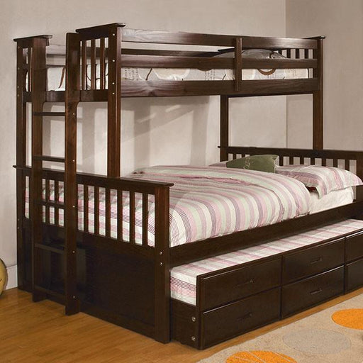University I Dark Walnut Twin/Full Bunk Bed + Trundle - Just Furniture (PA) - Multi Location