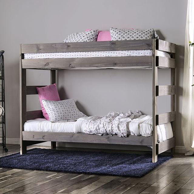 Arlette Twin/Twin Bunk Bed Brown, Black, Gray, & White - Just Furniture (PA) - Multi Location