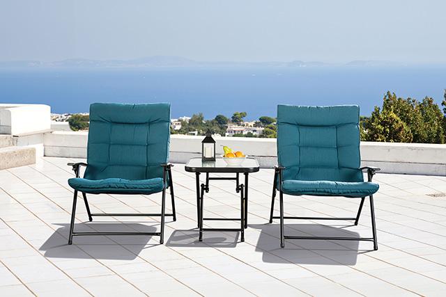 Bastia 3 Pc. Conversation Set Teal & Beige - Just Furniture (PA) - Multi Location